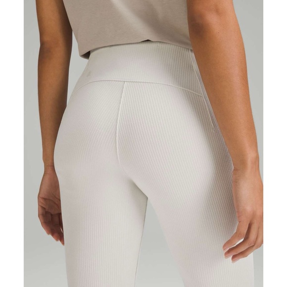 Lululemon Ribbed Softstreme Zip-Leg High-Rise Cropped Pants 25" in Bone - Picture 4 of 11